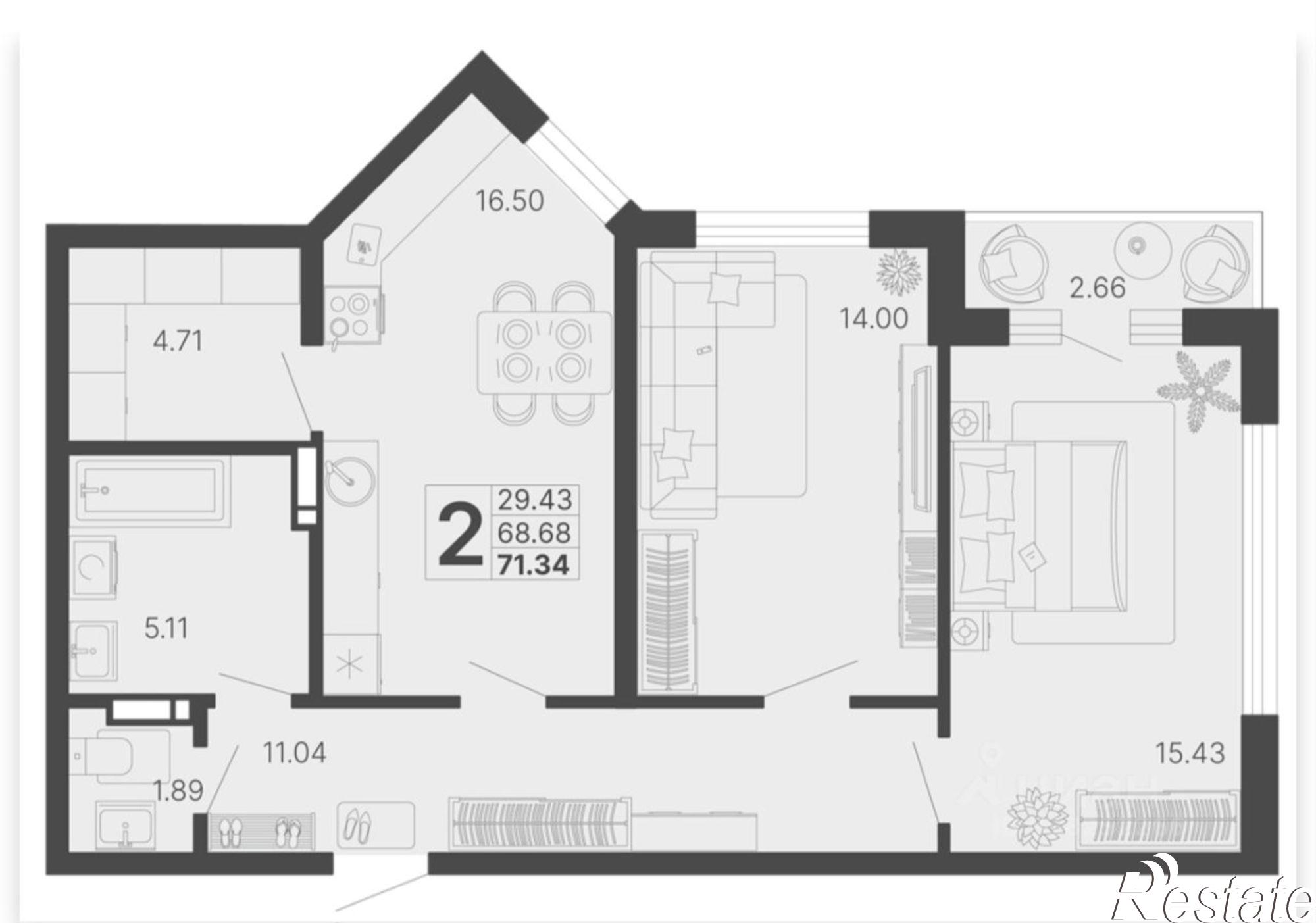 Купить квартиру за 12 758 000 рублей на ул Краснодонская, 46А
