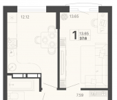 1-комн, 37 кв м, этаж 4/20 ул Краснодонская, 47