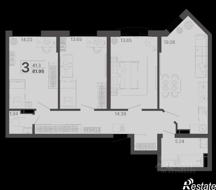 3-комн квартира в новом доме Краснодонская улица, 47,  д. 47