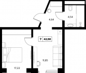 2-комн, 42 кв м, этаж 16/16 улица Семашко, 37А