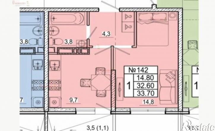 2-комн квартира Пластунская улица, 55/1,  д. 55/1