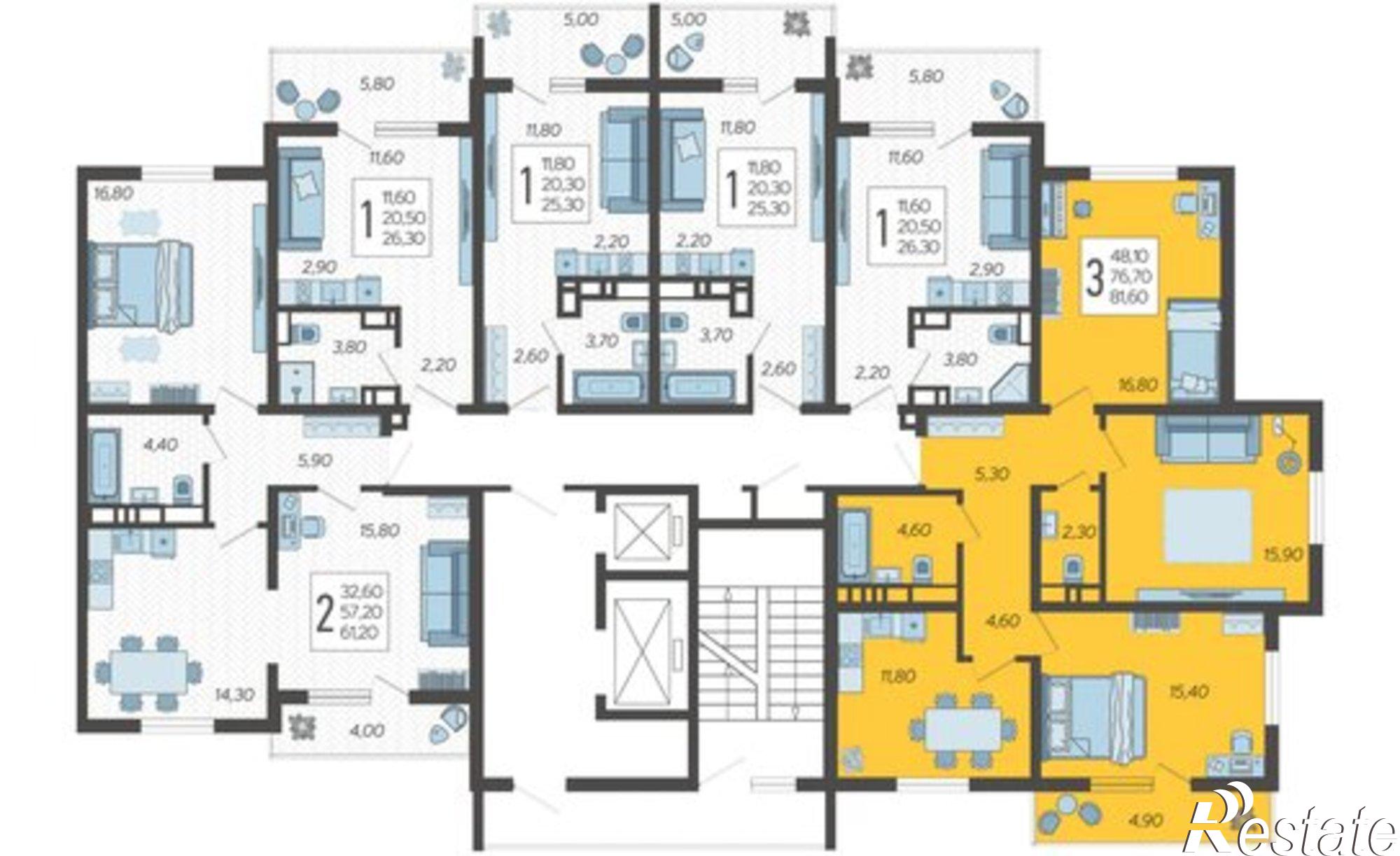Купить квартиру за 22 276 800 рублей на Тепличная улица, 108