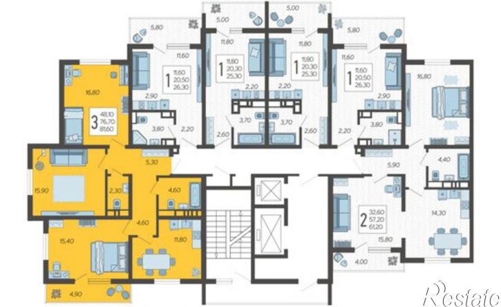 3-комн квартира в новом доме СНТ ИВОВ Фронтовик, 100