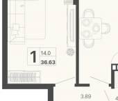 1-комн, 37 кв м, этаж 5/20 ул Краснодонская, 46