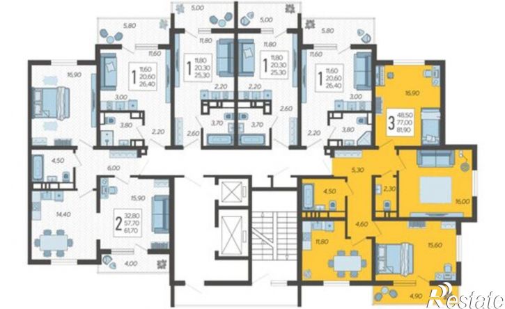 3-комн квартира в новом доме СНТ ИВОВ Фронтовик, 100