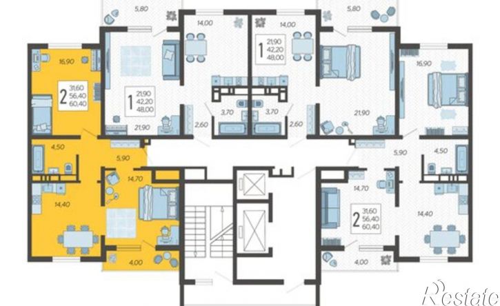 2-комн квартира в новом доме СНТ ИВОВ Фронтовик, 100