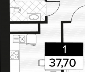 1-комн, 38кв м, этаж 5/14 ул Просвещения, 24А