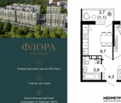 1-комн, 34кв м, этаж 11/12 улица Искры, 66/9 к8