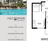 1-комн, 36 кв м, этаж 7/17 микрорайон Кудепста