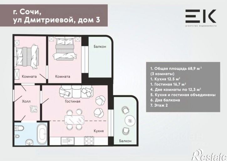 3-комн квартира ул Дмитриевой, 3,  д. 3