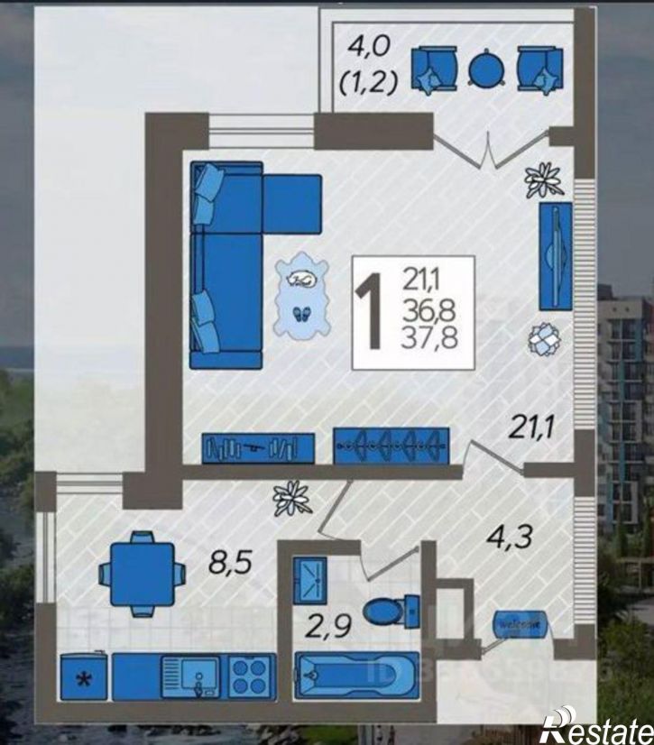 1-комн квартира улица Искры, 88 к2,  д. 88 к2