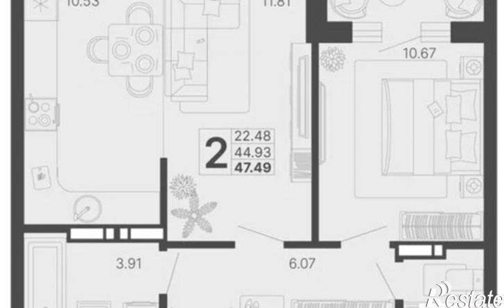 2-комн квартира в новом доме ул Краснодонская, 49/1,  д. 49/1
