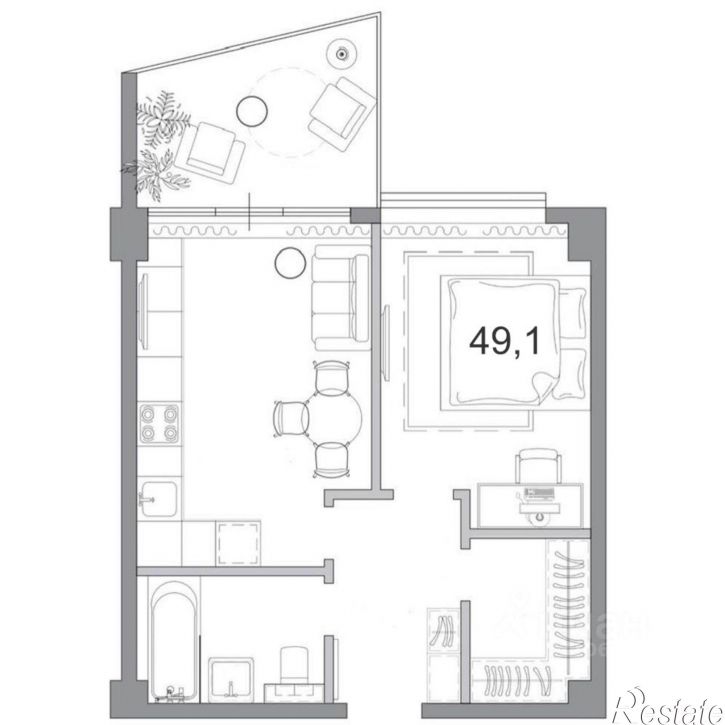 1-комн квартира ул Просвещения, 24А,  д. 24А