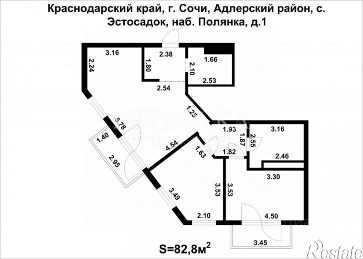 2-комн квартира наб Полянка, 1,  д. 1