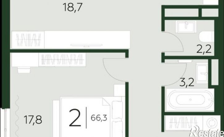 1-комн квартира наб Полянка, 1,  д. 1