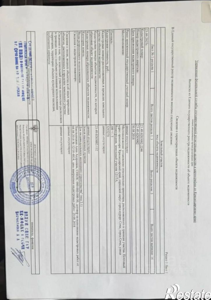 Земельный участок ул Виноградная, 121/5,  д. 121/5