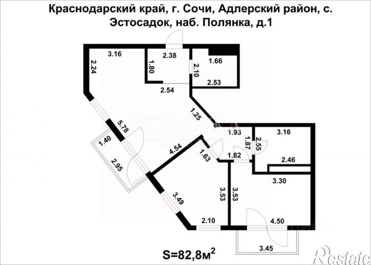 2-комн квартира наб Полянка, 1,  д. 1