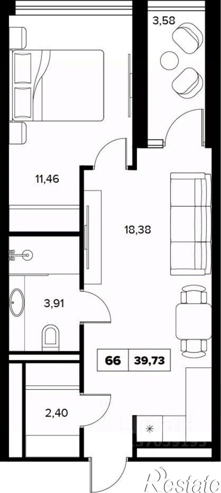 2-комн квартира в новом доме ул Семашко, 37А 3,  д. 37А 3,  к. 3
