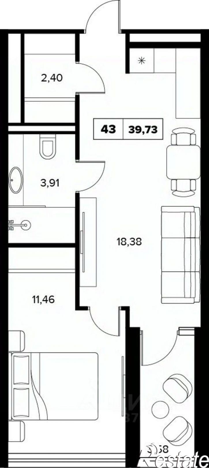 2-комн квартира в новом доме ул Семашко, 37А 3,  д. 37А 3,  к. 3