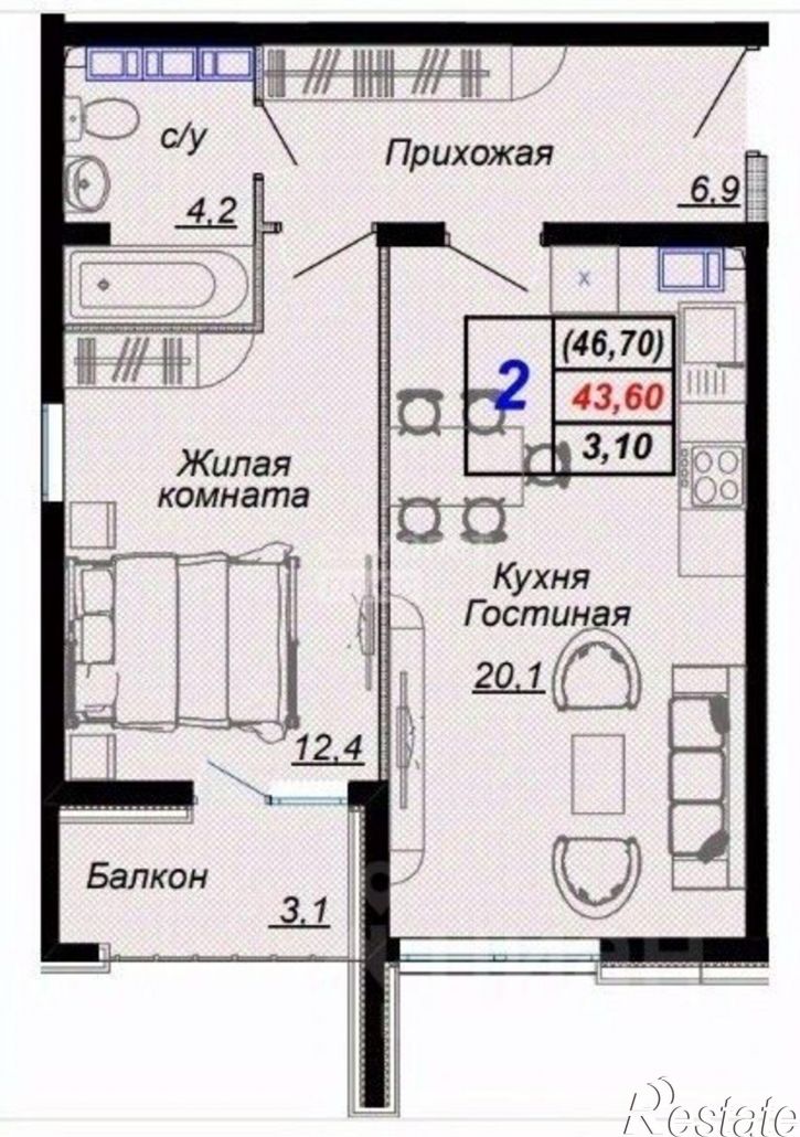 2-комн квартира ул Российская, 26Б,  д. 26Б