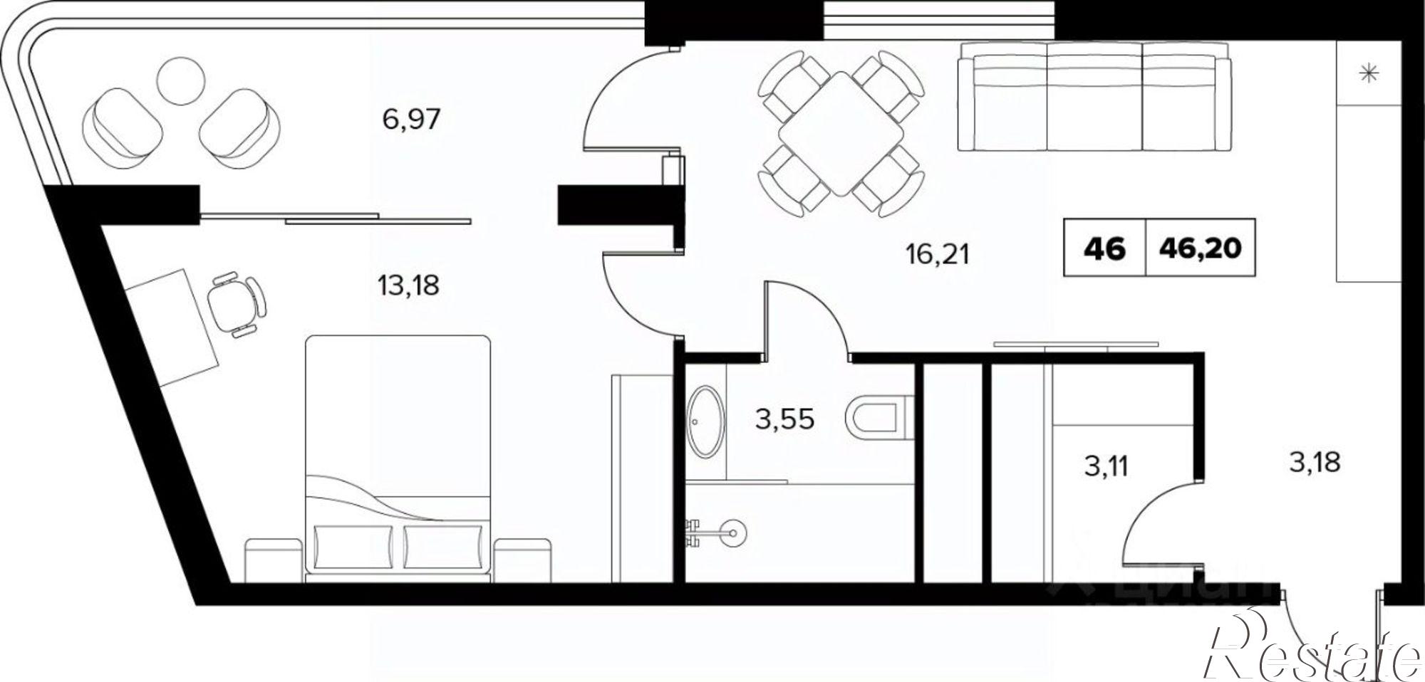 Купить квартиру за 42 319 200 рублей на ул Семашко, 37А 3