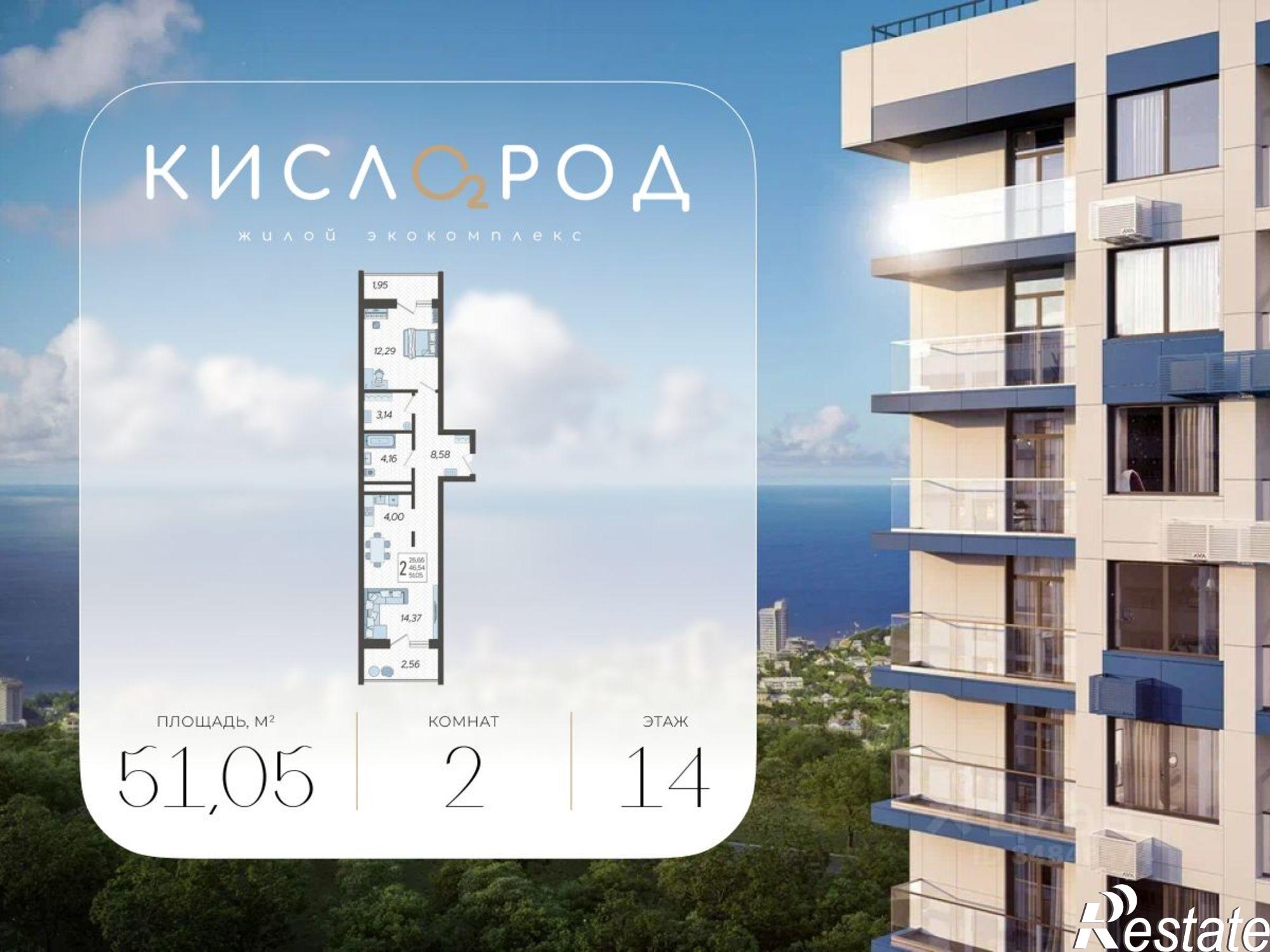Купить квартиру за 16 918 000 рублей на ул Бытха, 48