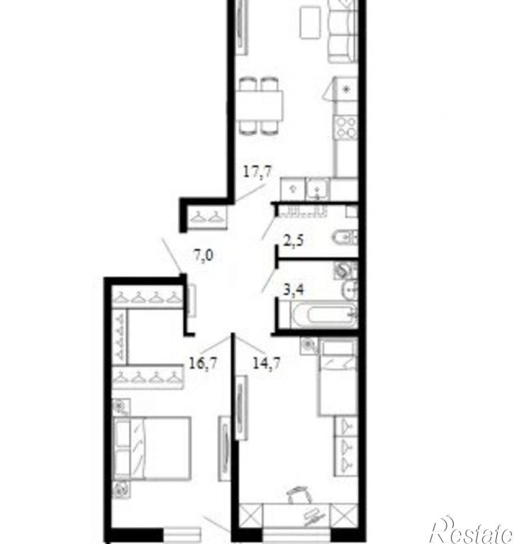 2-комн квартира ул Искры, 66/9,  д. 66/9