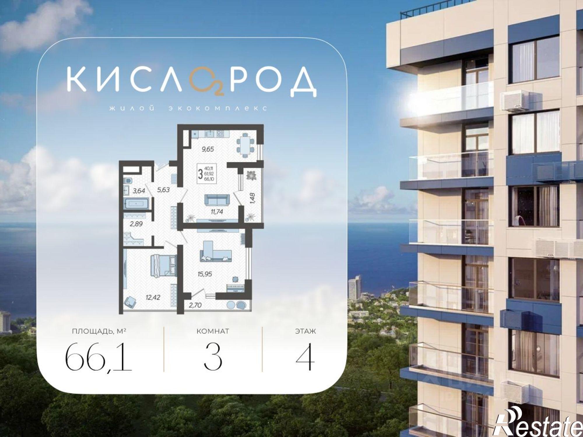 Купить квартиру за 20 242 300 рублей на микрорайон Бытха