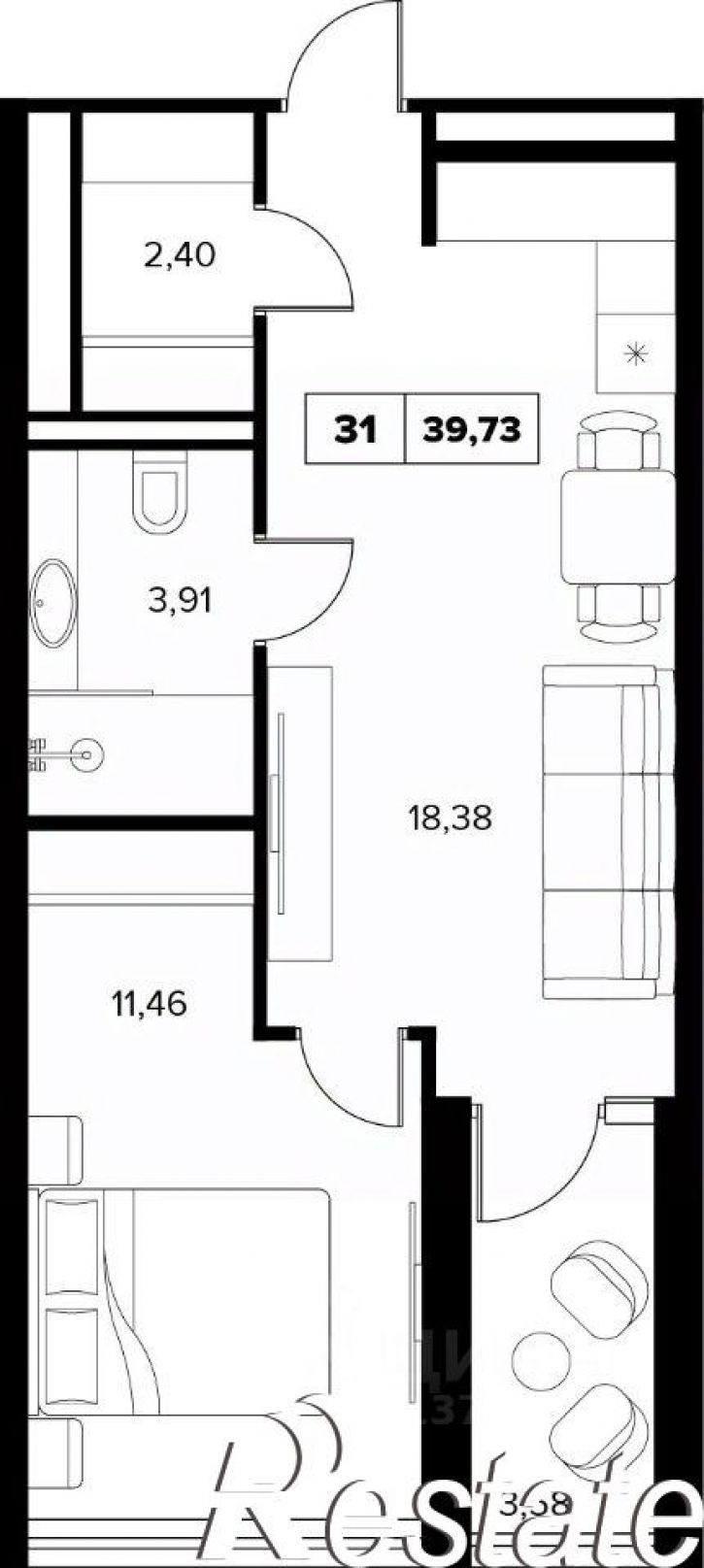 2-комн квартира в новом доме улица Семашко, 37А к3,  д. 37А к3